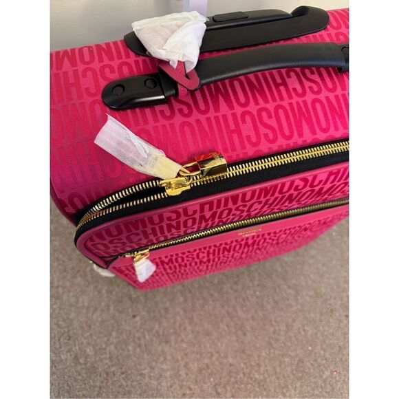 Moschino New All-Over Logo Nylon Trolley Case in Pink - Picture 6 of 16